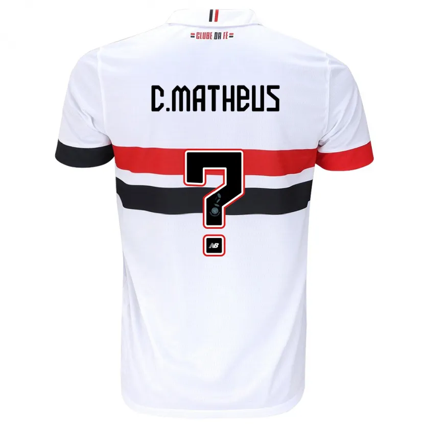 Danxen Kinderen Caio Matheus #0 Wit Rood Zwart Thuisshirt Thuistenue 2024/25 T-Shirt