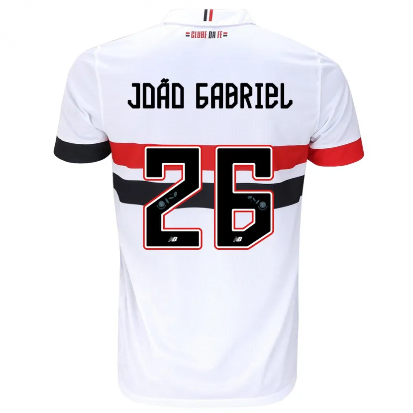 Danxen Kinderen João Gabriel #26 Wit Rood Zwart Thuisshirt Thuistenue 2024/25 T-Shirt