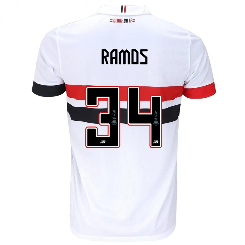 Danxen Kinderen Raí Ramos #34 Wit Rood Zwart Thuisshirt Thuistenue 2024/25 T-Shirt