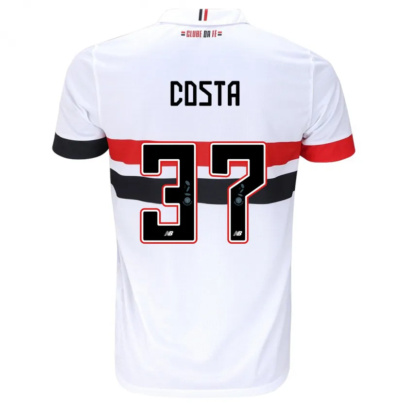 Danxen Kinderen Talles Costa #37 Wit Rood Zwart Thuisshirt Thuistenue 2024/25 T-Shirt