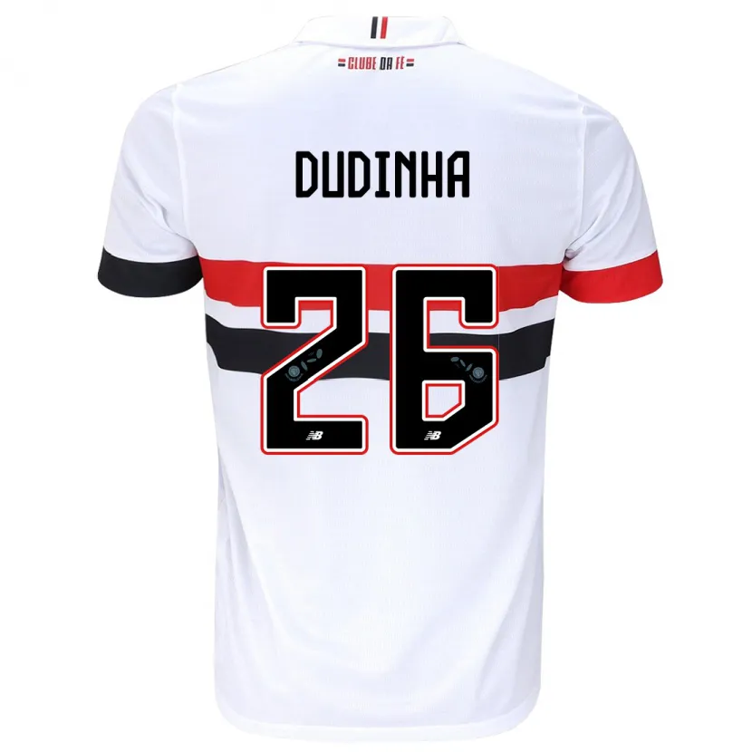 Danxen Kinderen Dudinha #26 Wit Rood Zwart Thuisshirt Thuistenue 2024/25 T-Shirt