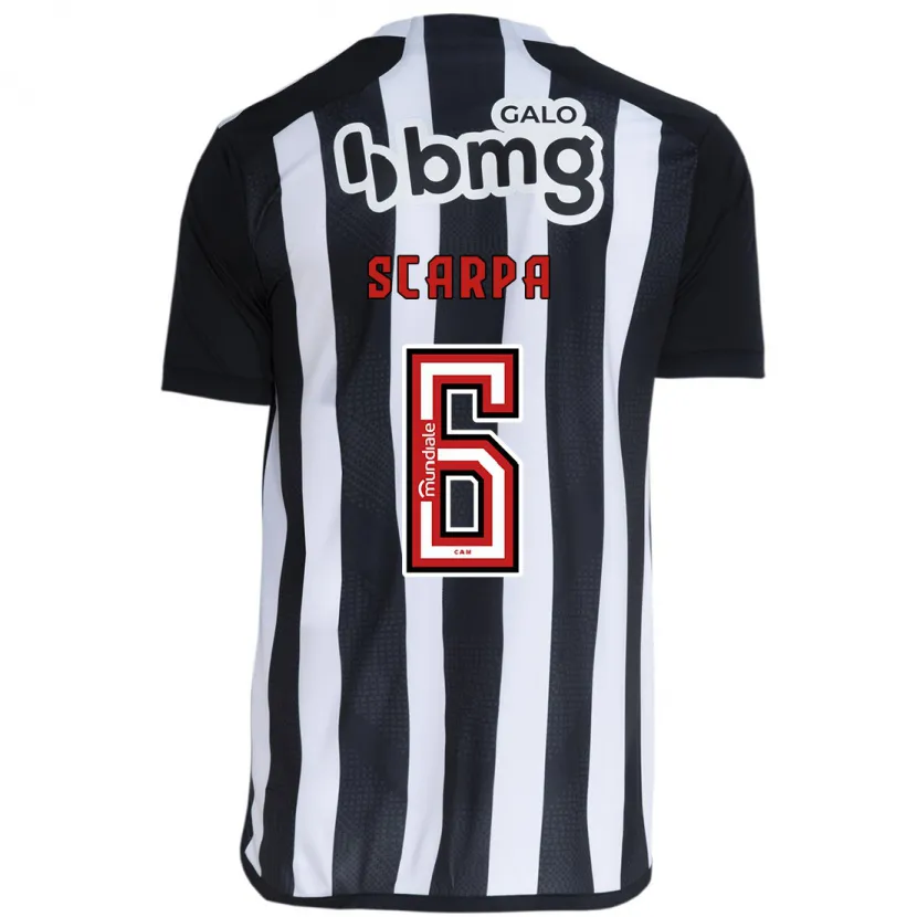 Danxen Kinderen Gustavo Scarpa #6 Wit Zwart Thuisshirt Thuistenue 2024/25 T-Shirt