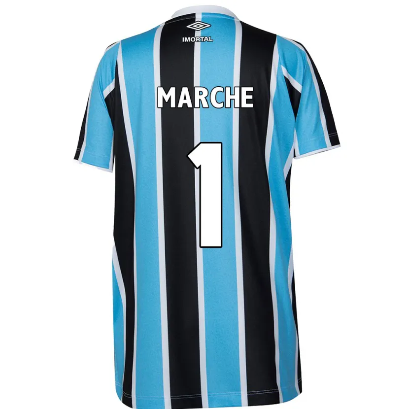 Danxen Kinderen Agustín Marchesín #1 Blauw Zwart Wit Thuisshirt Thuistenue 2024/25 T-Shirt