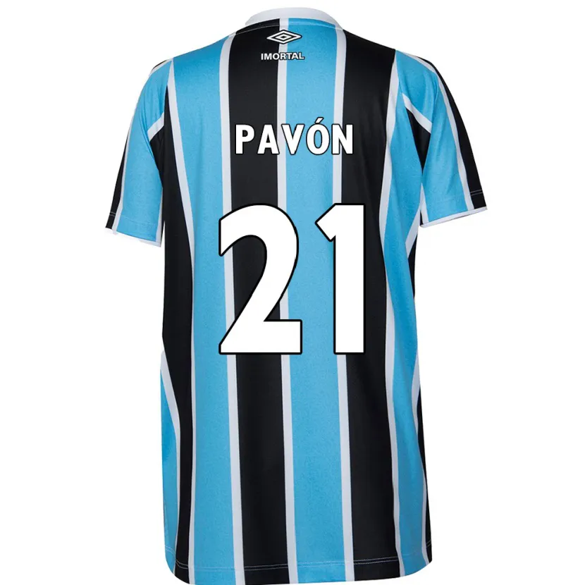 Danxen Kinderen Cristian Pavón #21 Blauw Zwart Wit Thuisshirt Thuistenue 2024/25 T-Shirt