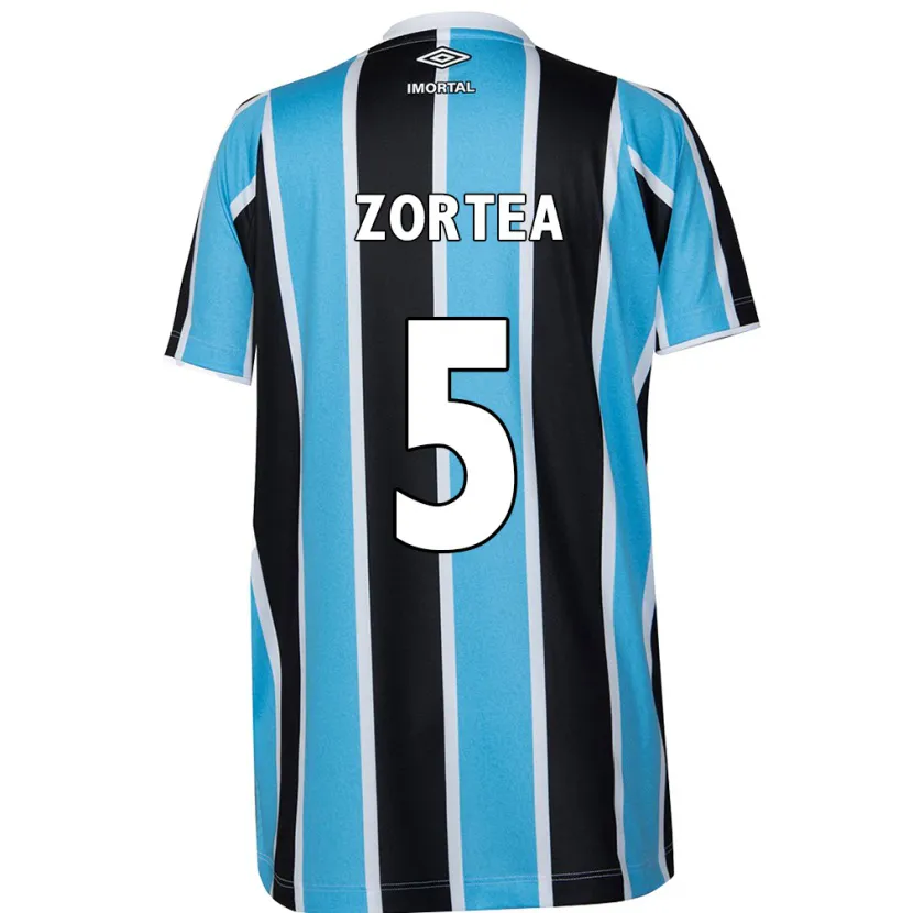 Danxen Kinderen Bernardo Zortea #5 Blauw Zwart Wit Thuisshirt Thuistenue 2024/25 T-Shirt