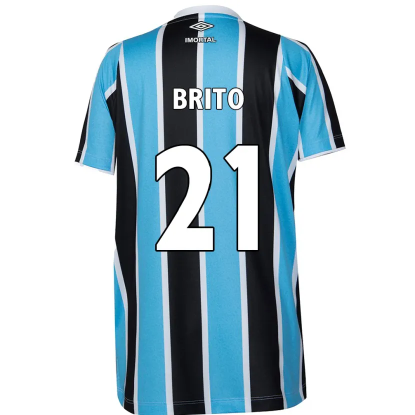 Danxen Kinderen Brito #21 Blauw Zwart Wit Thuisshirt Thuistenue 2024/25 T-Shirt