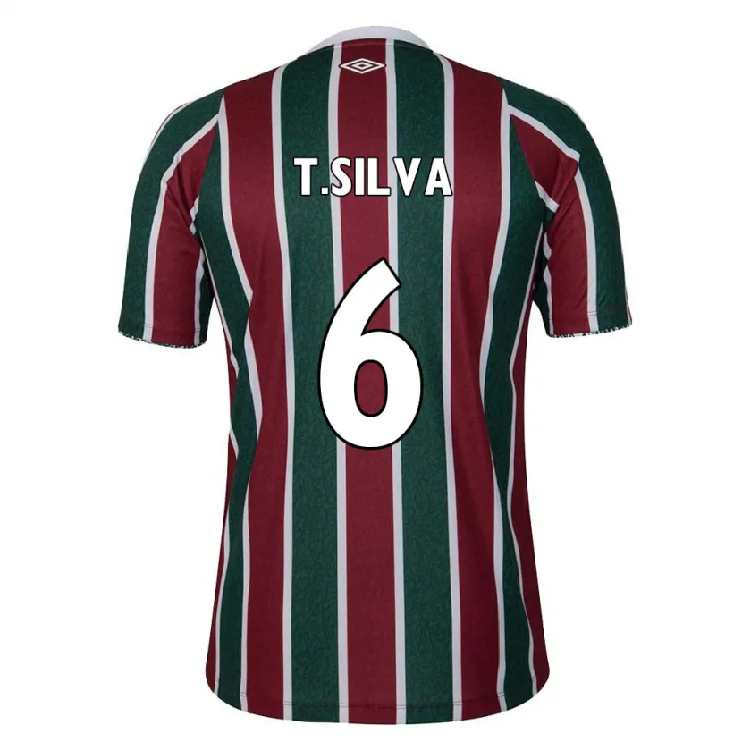 Danxen Kinderen Thiago Silva #6 Groen Kastanjebruin Wit Thuisshirt Thuistenue 2024/25 T-Shirt