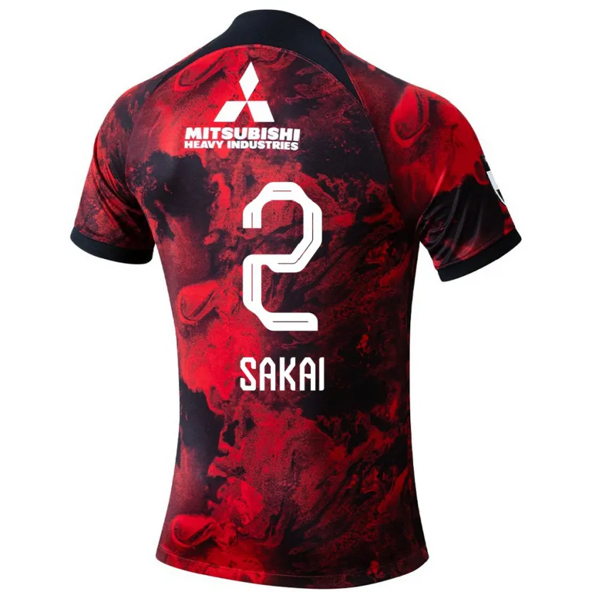 Danxen Kinderen Hiroki Sakai #2 Rood Zwart Thuisshirt Thuistenue 2024/25 T-Shirt