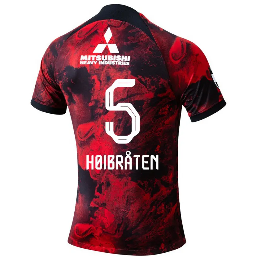 Danxen Kinderen Marius Høibråten #5 Rood Zwart Thuisshirt Thuistenue 2024/25 T-Shirt