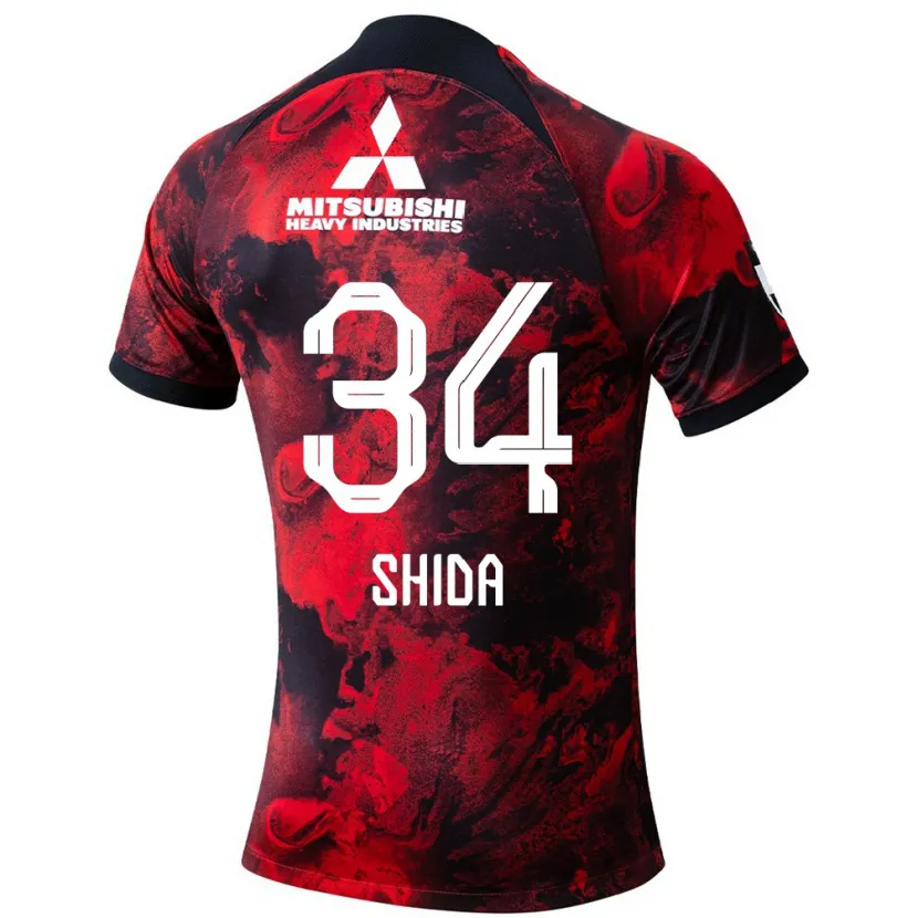 Danxen Kinderen Izuho Shida #34 Rood Zwart Thuisshirt Thuistenue 2024/25 T-Shirt