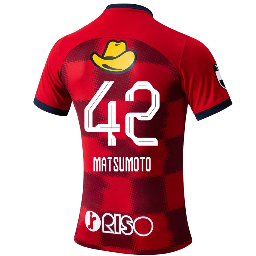 Danxen Kinderen Haruto Matsumoto #42 Rood Blauw Wit Thuisshirt Thuistenue 2024/25 T-Shirt