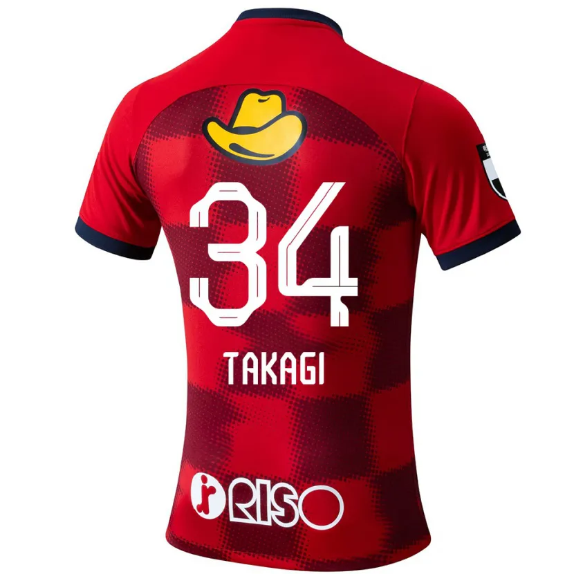 Danxen Kinderen Haruto Takagi #34 Rood Blauw Wit Thuisshirt Thuistenue 2024/25 T-Shirt