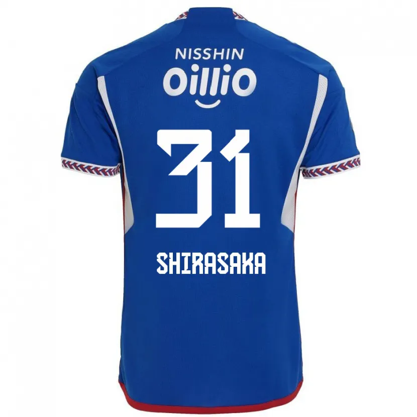 Danxen Kinderen Fuma Shirasaka #31 Blauw Wit Rood Thuisshirt Thuistenue 2024/25 T-Shirt