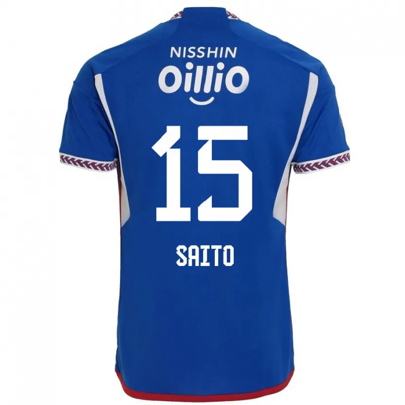 Danxen Kinderen Haru Saito #15 Blauw Wit Rood Thuisshirt Thuistenue 2024/25 T-Shirt