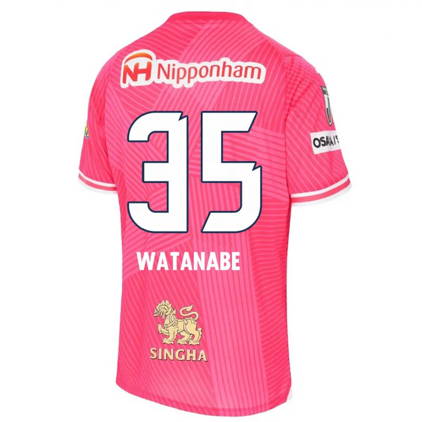 Danxen Kinderen Ryo Watanabe #35 Roze Wit Thuisshirt Thuistenue 2024/25 T-Shirt