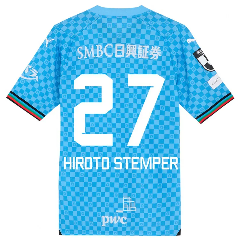 Danxen Kinderen Luka Hiroto Stemper #27 Azuur Blauw Thuisshirt Thuistenue 2024/25 T-Shirt