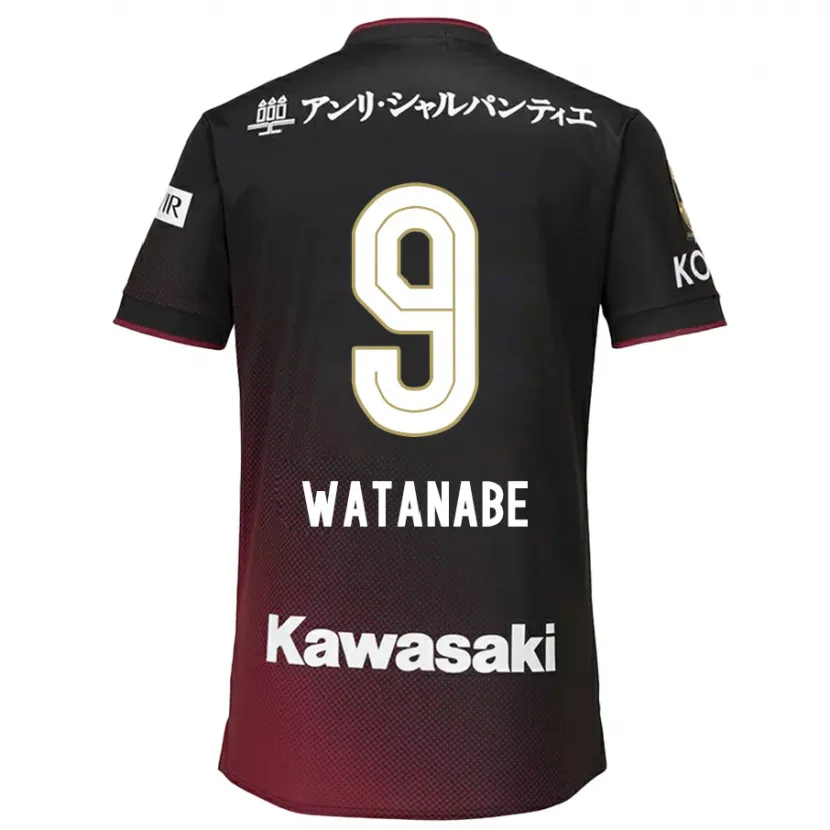 Danxen Kinderen Hayato Watanabe #9 Zwart Rood Thuisshirt Thuistenue 2024/25 T-Shirt