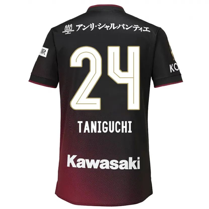 Danxen Kinderen Hiroto Taniguchi #24 Zwart Rood Thuisshirt Thuistenue 2024/25 T-Shirt