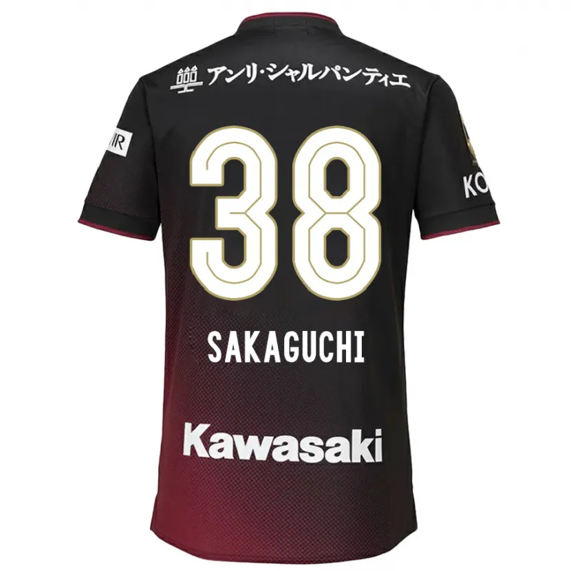 Danxen Kinderen Yuki Sakaguchi #38 Zwart Rood Thuisshirt Thuistenue 2024/25 T-Shirt