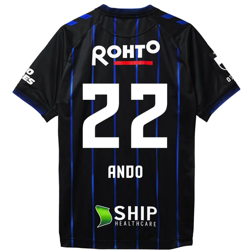 Danxen Kinderen Rikuto Ando #22 Zwart Blauw Thuisshirt Thuistenue 2024/25 T-Shirt