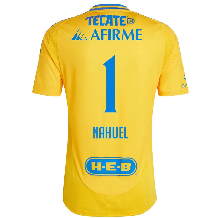 Danxen Kinderen Nahuel Guzmán #1 Goud Geel Thuisshirt Thuistenue 2024/25 T-Shirt