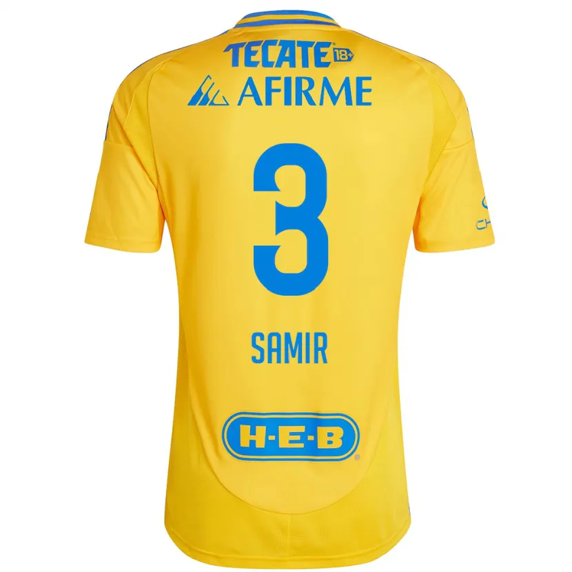 Danxen Kinderen Samir Caetano #3 Goud Geel Thuisshirt Thuistenue 2024/25 T-Shirt