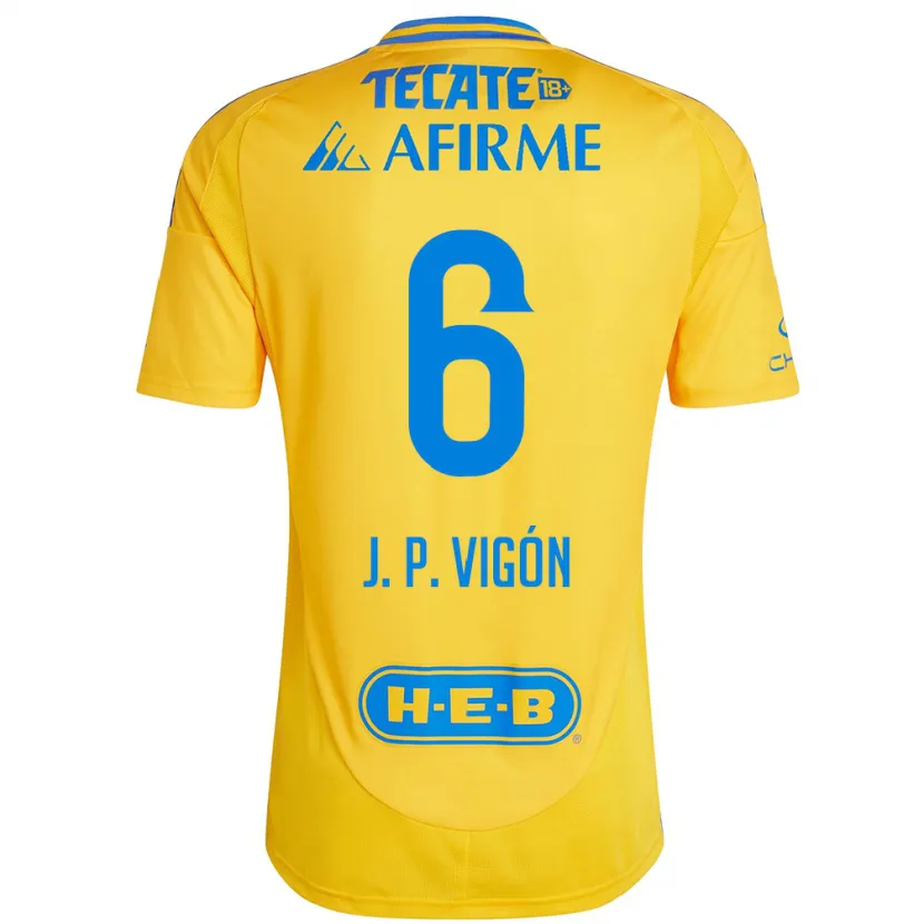 Danxen Kinderen Juan Pablo Vigón #6 Goud Geel Thuisshirt Thuistenue 2024/25 T-Shirt