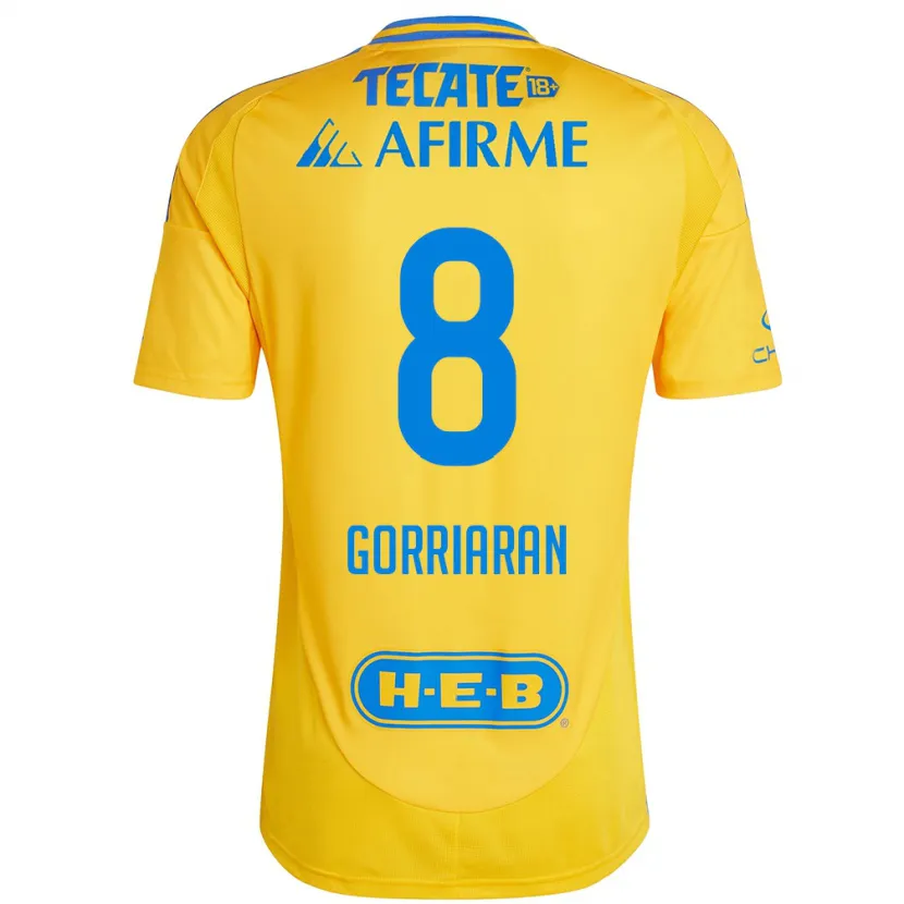 Danxen Kinderen Fernando Gorriarán #8 Goud Geel Thuisshirt Thuistenue 2024/25 T-Shirt