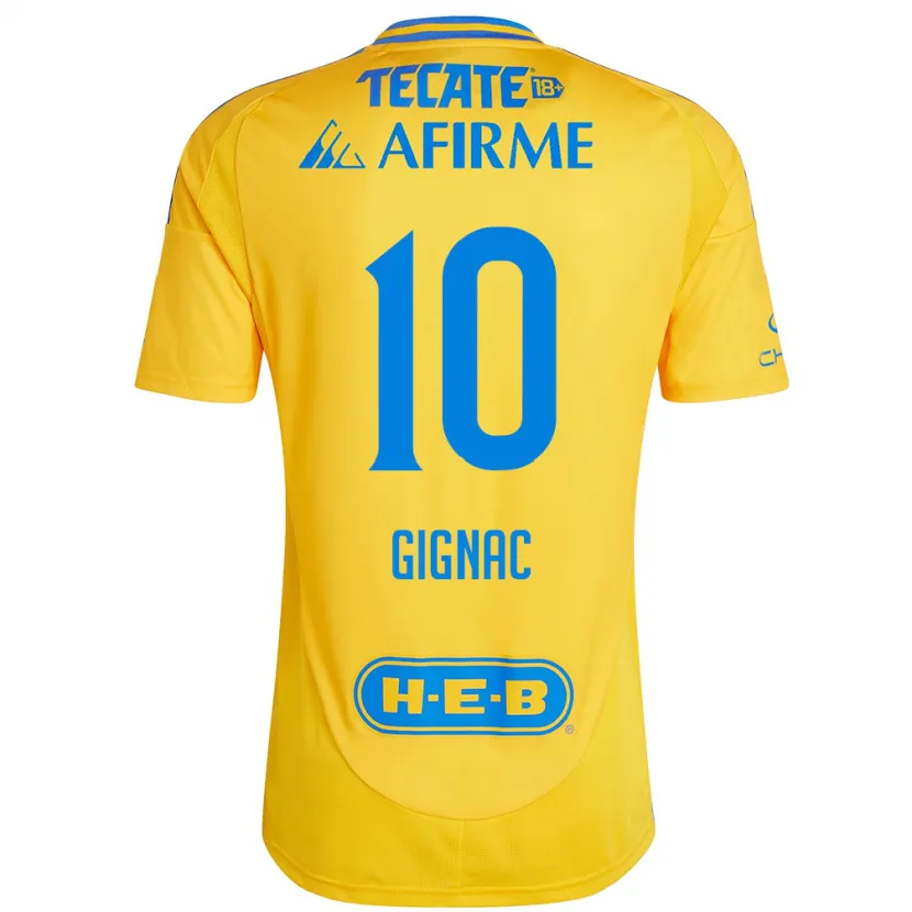 Danxen Kinderen André-Pierre Gignac #10 Goud Geel Thuisshirt Thuistenue 2024/25 T-Shirt