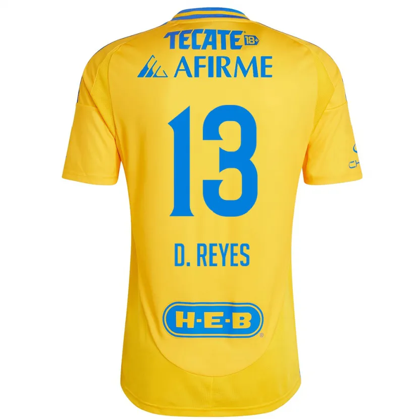 Danxen Kinderen Diego Reyes #13 Goud Geel Thuisshirt Thuistenue 2024/25 T-Shirt