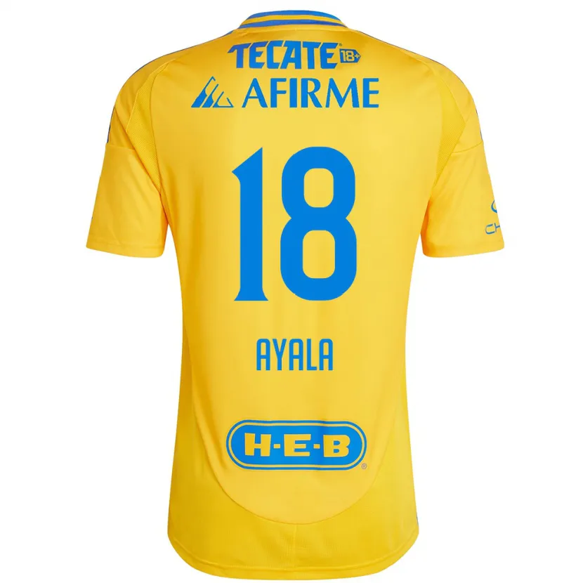 Danxen Kinderen David Ayala #18 Goud Geel Thuisshirt Thuistenue 2024/25 T-Shirt