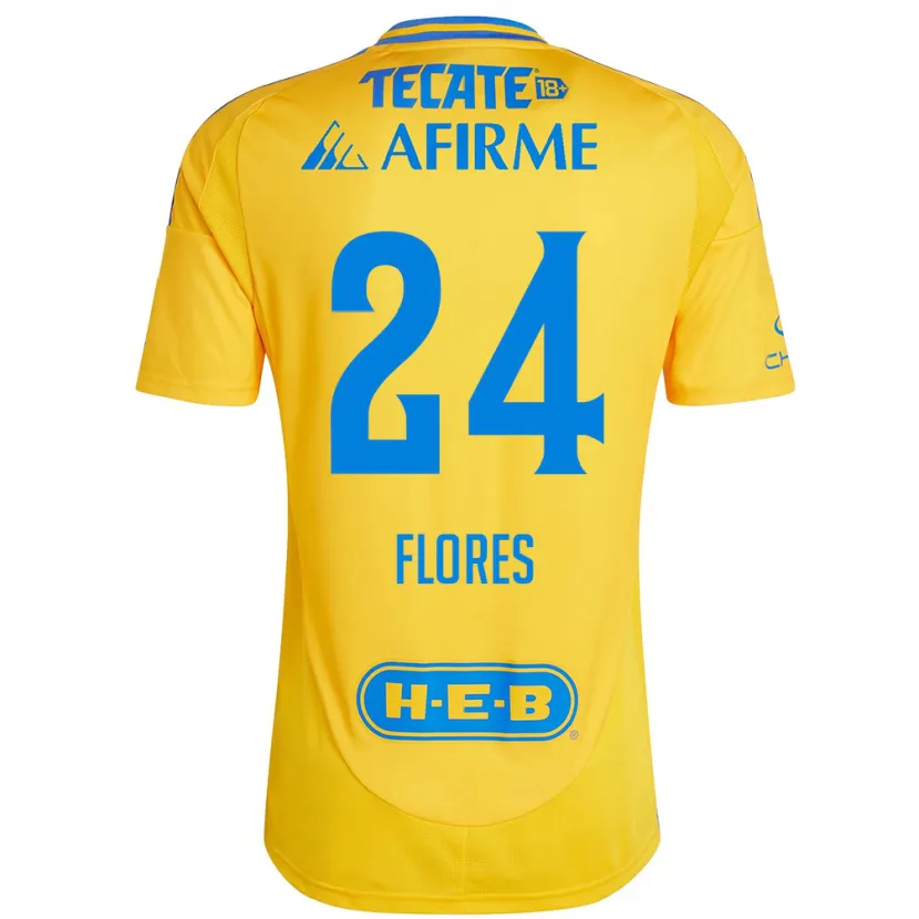 Danxen Kinderen Marcelo Flores #24 Goud Geel Thuisshirt Thuistenue 2024/25 T-Shirt