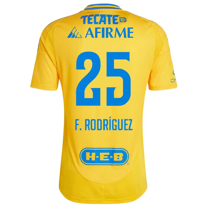 Danxen Kinderen Felipe Rodríguez #25 Goud Geel Thuisshirt Thuistenue 2024/25 T-Shirt