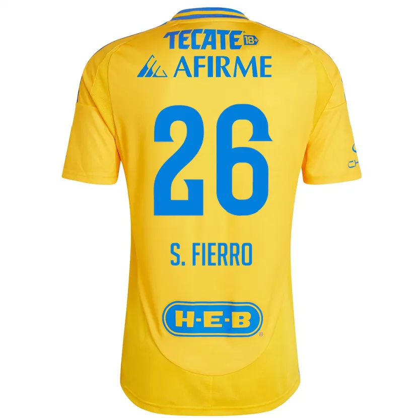 Danxen Kinderen Sebastián Fierro #26 Goud Geel Thuisshirt Thuistenue 2024/25 T-Shirt