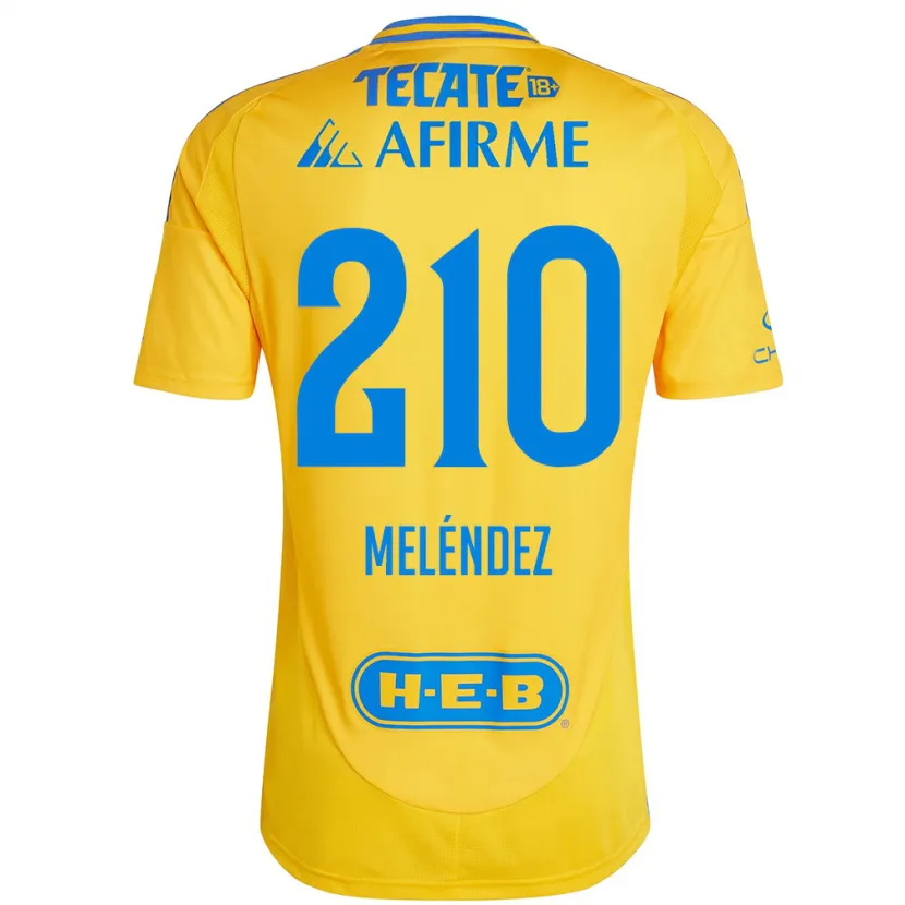 Danxen Kinderen Marcelo Meléndez #210 Goud Geel Thuisshirt Thuistenue 2024/25 T-Shirt