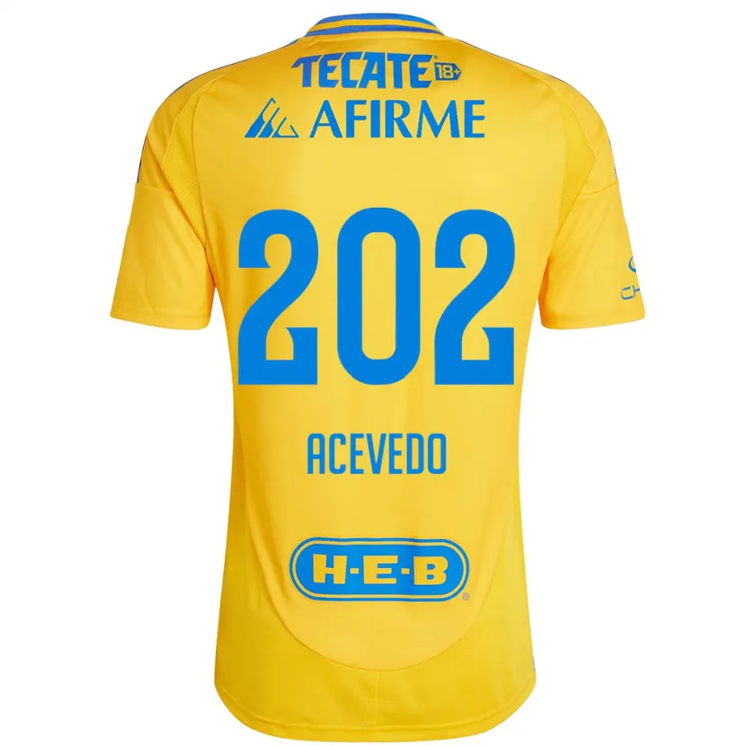 Danxen Kinderen José Acevedo #202 Goud Geel Thuisshirt Thuistenue 2024/25 T-Shirt