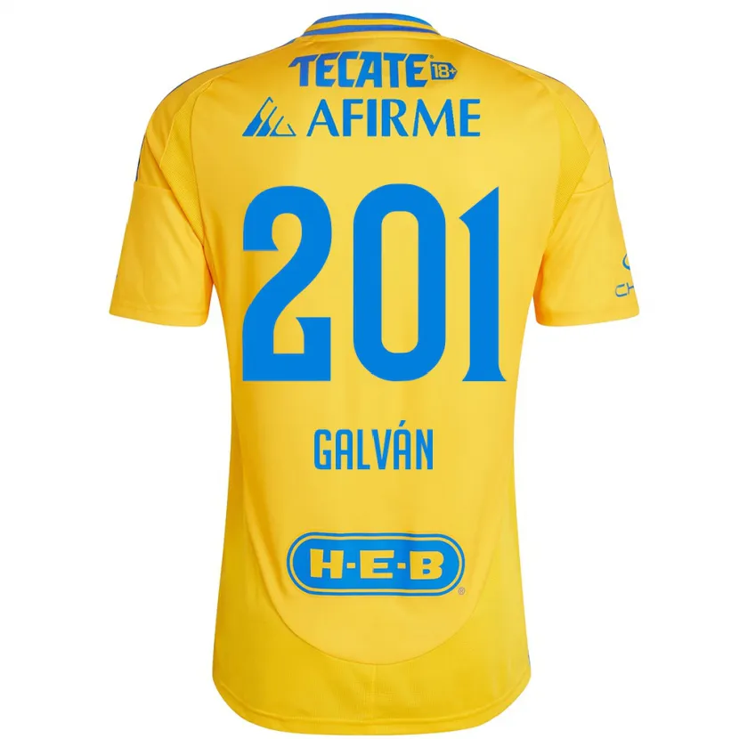 Danxen Kinderen Isac Galván #201 Goud Geel Thuisshirt Thuistenue 2024/25 T-Shirt