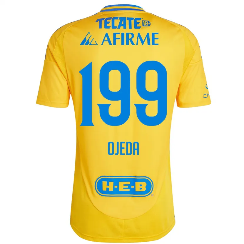 Danxen Kinderen Diego Ojeda #199 Goud Geel Thuisshirt Thuistenue 2024/25 T-Shirt