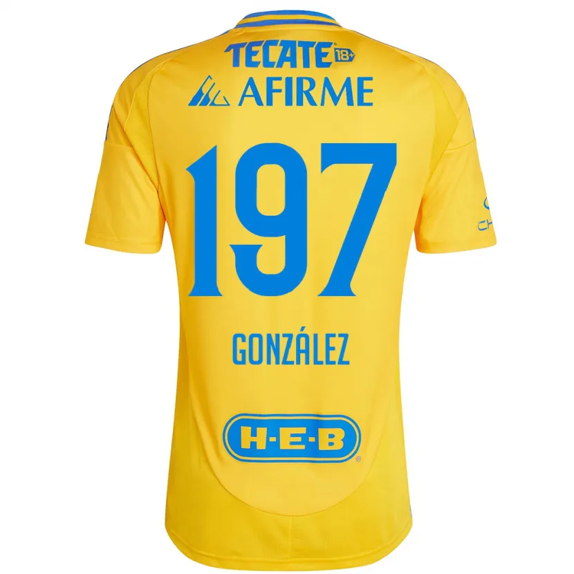 Danxen Kinderen Germán González #197 Goud Geel Thuisshirt Thuistenue 2024/25 T-Shirt