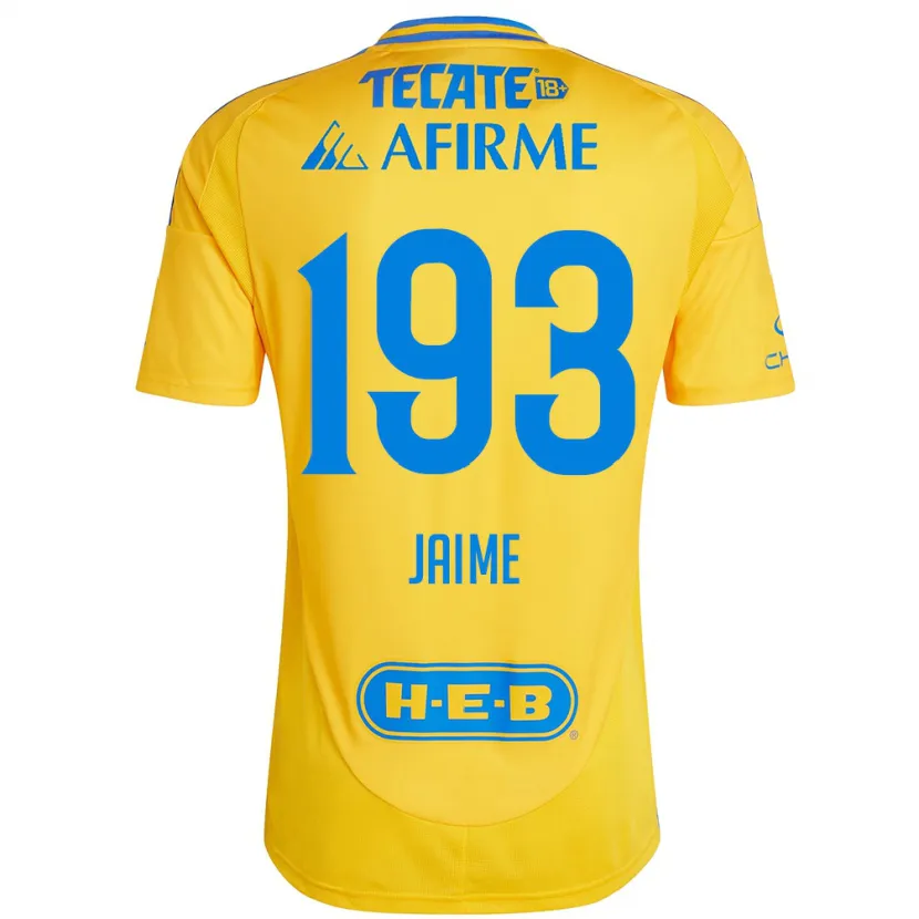 Danxen Kinderen Kenneth Jaime #193 Goud Geel Thuisshirt Thuistenue 2024/25 T-Shirt