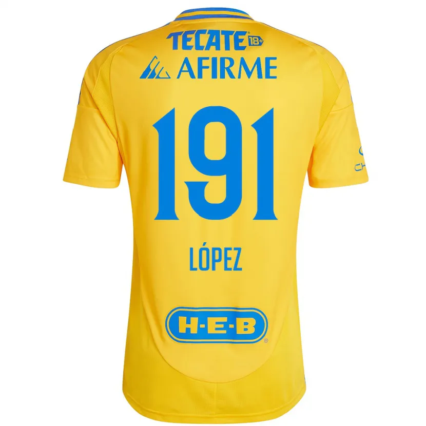 Danxen Kinderen Adrián López #191 Goud Geel Thuisshirt Thuistenue 2024/25 T-Shirt