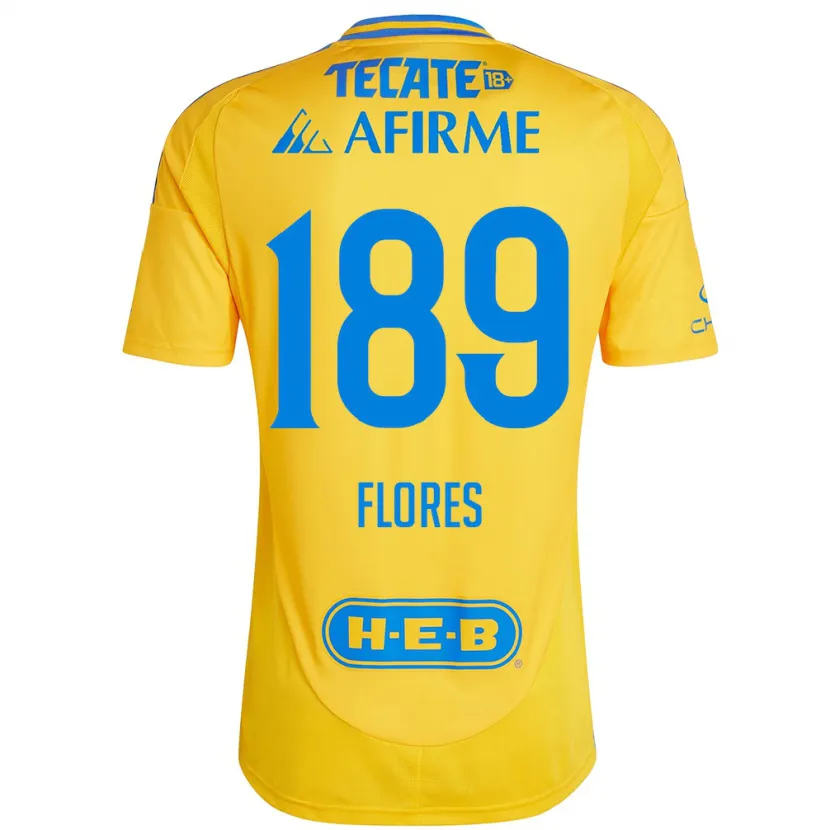 Danxen Kinderen Rolando Flores #189 Goud Geel Thuisshirt Thuistenue 2024/25 T-Shirt