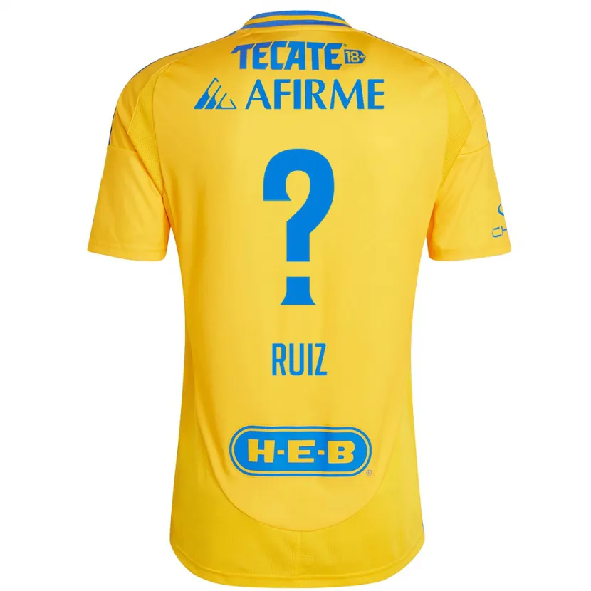 Danxen Kinderen Luis Ruiz #0 Goud Geel Thuisshirt Thuistenue 2024/25 T-Shirt