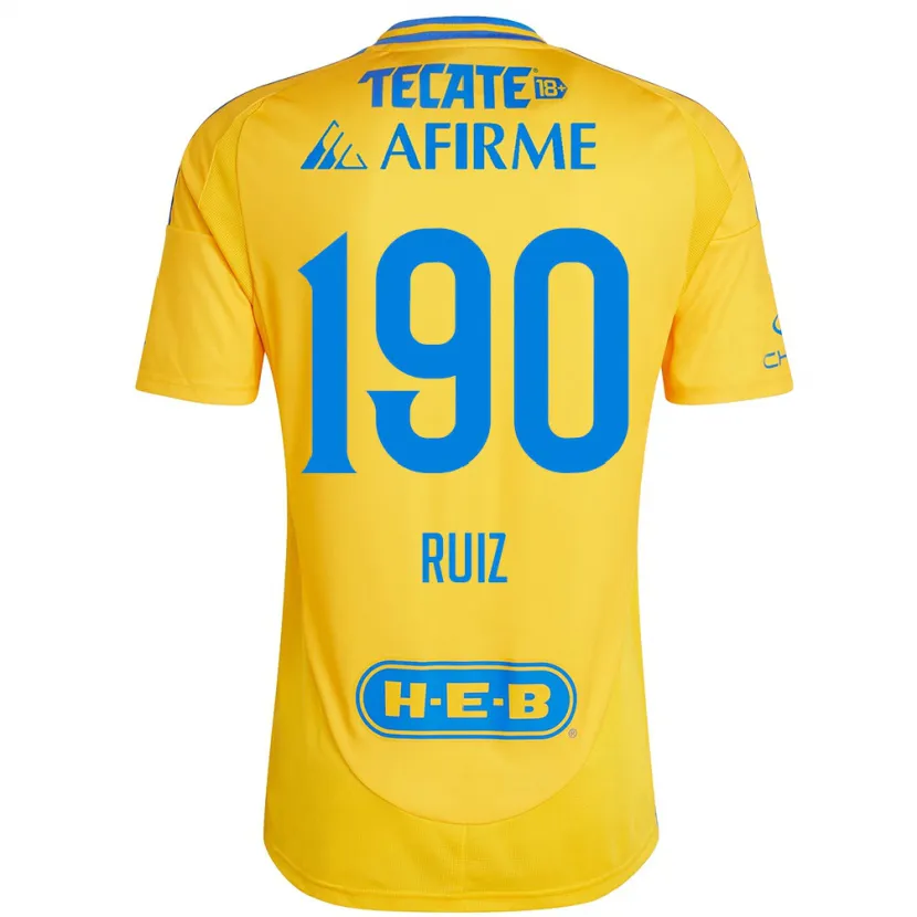 Danxen Kinderen Óscar Ruiz #190 Goud Geel Thuisshirt Thuistenue 2024/25 T-Shirt