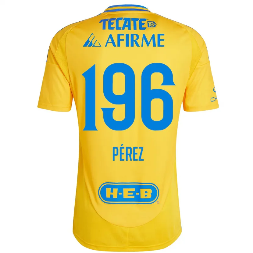 Danxen Kinderen Axel Pérez #196 Goud Geel Thuisshirt Thuistenue 2024/25 T-Shirt