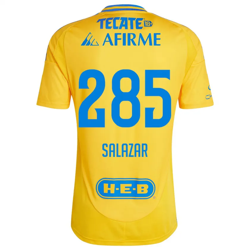 Danxen Kinderen Bryan Salazar #285 Goud Geel Thuisshirt Thuistenue 2024/25 T-Shirt