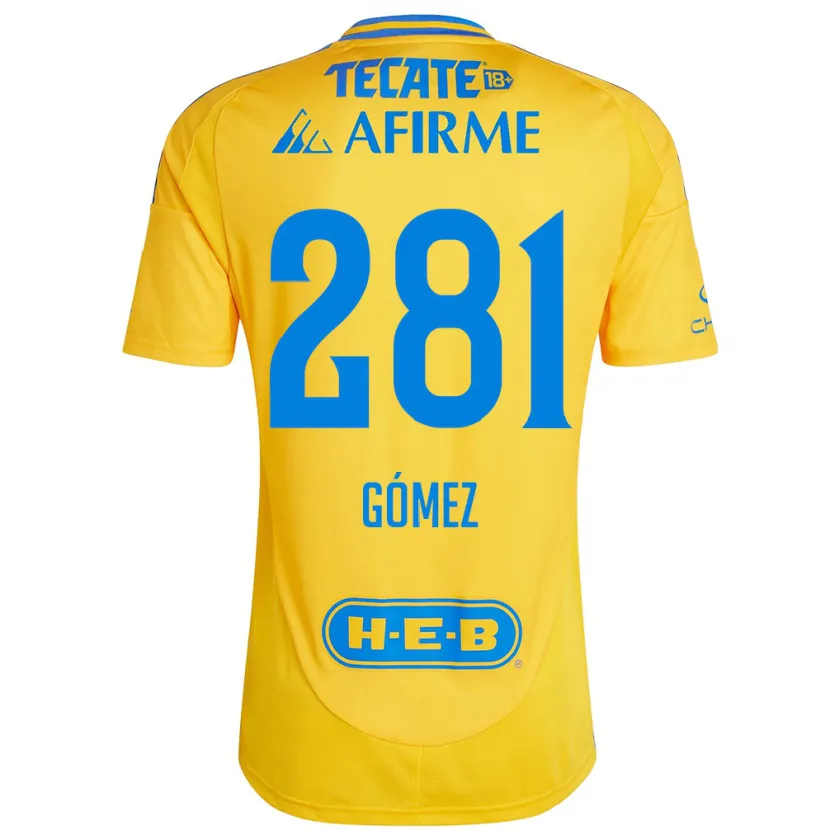 Danxen Kinderen Luis Gómez #281 Goud Geel Thuisshirt Thuistenue 2024/25 T-Shirt