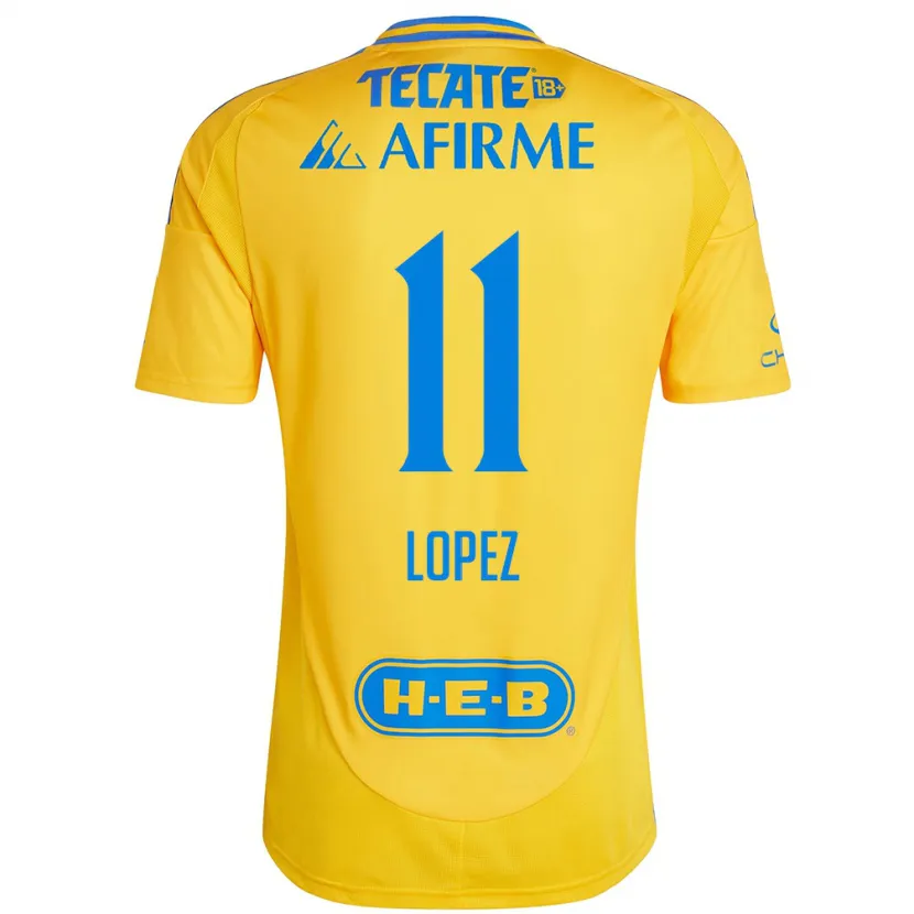 Danxen Kinderen Nicolas Lopez #11 Goud Geel Thuisshirt Thuistenue 2024/25 T-Shirt