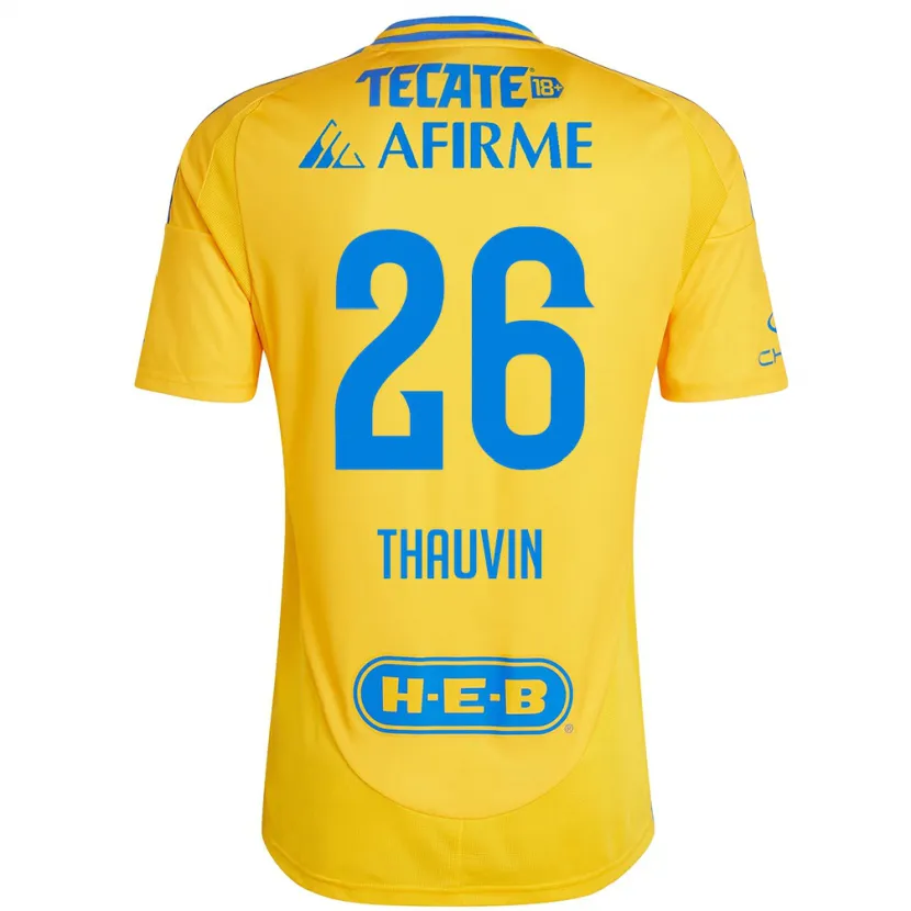 Danxen Kinderen Florian Thauvin #26 Goud Geel Thuisshirt Thuistenue 2024/25 T-Shirt