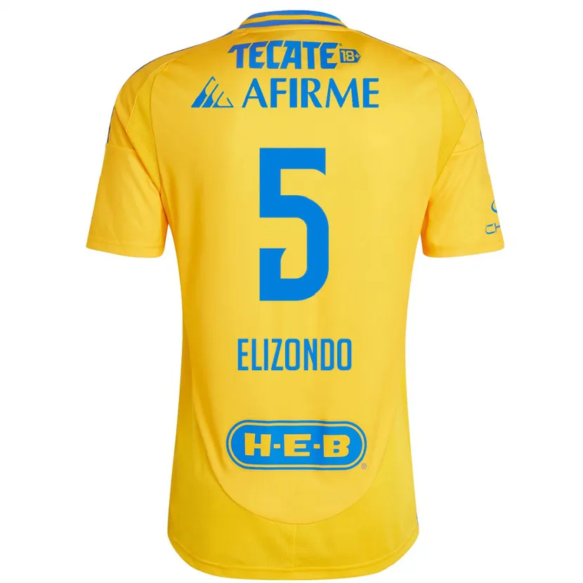 Danxen Kinderen Fernanda Elizondo #5 Goud Geel Thuisshirt Thuistenue 2024/25 T-Shirt